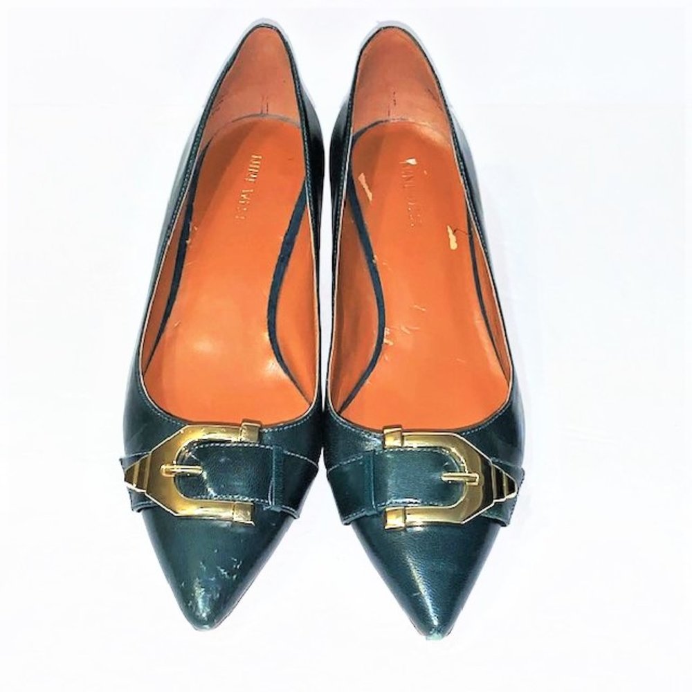 NINE WEST 'Iri' Buckled Leather Kitten Heels